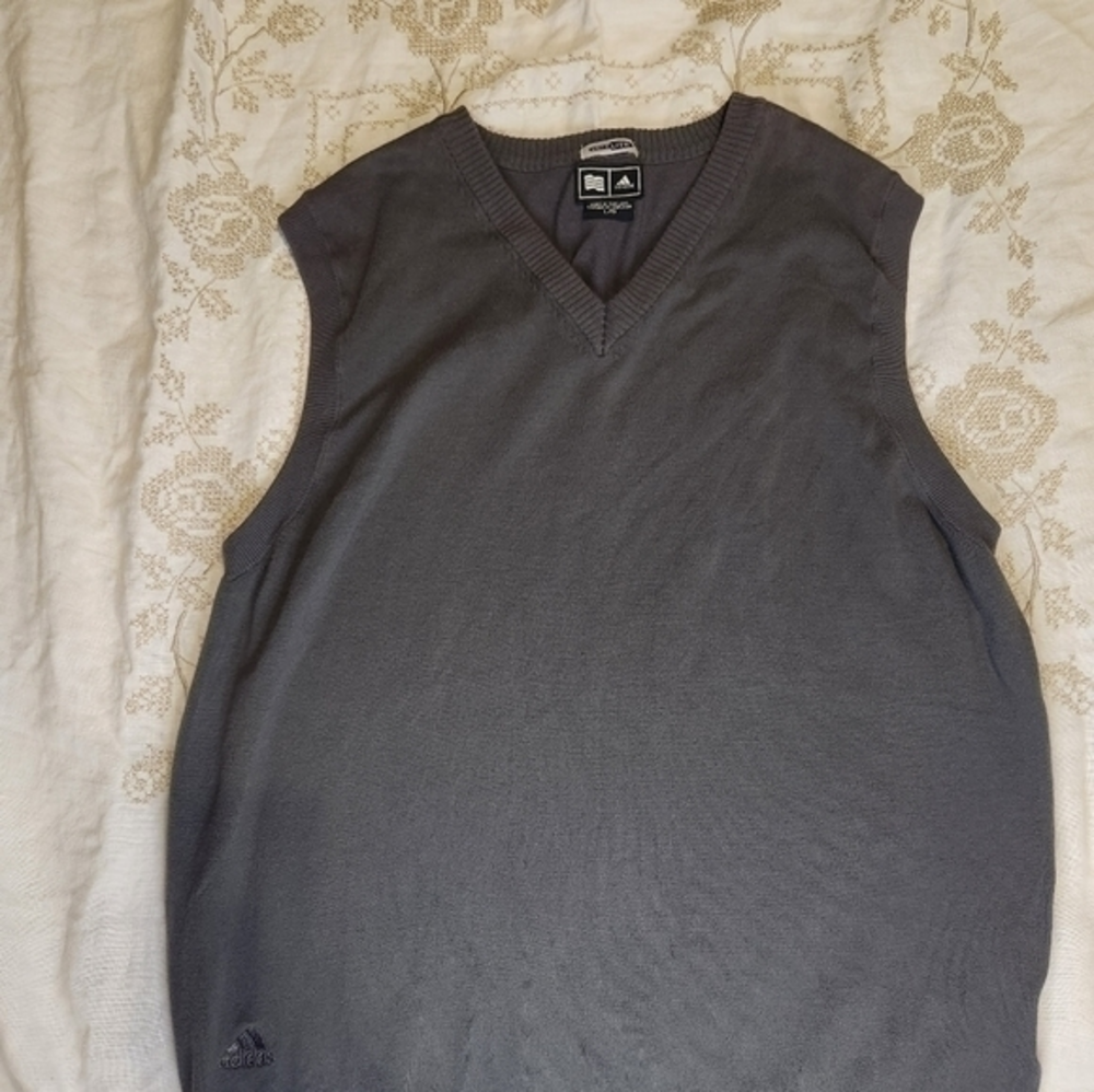 Adidas Climalite Sweater Men's‎ Vest Golf Outdoor V-Neck Gray Sports Large